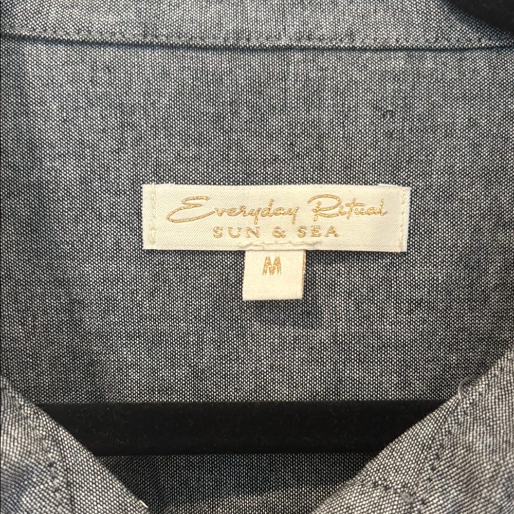 Everyday Ritual Denim/ Gray Button-Up Romper - Picture 4 of 6